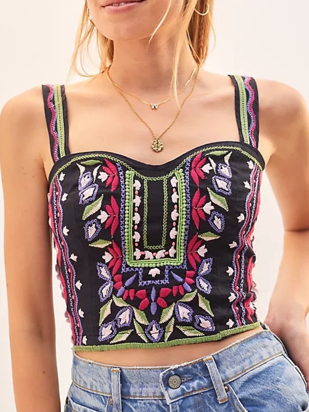 Anthropologie Embroidered Crop Top, Size 6